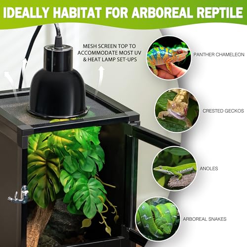 18"x18"x36" Hybrid Reptile Enclosure Cage with Aluminum Frame (18x18x36 inch-two doors / Black)