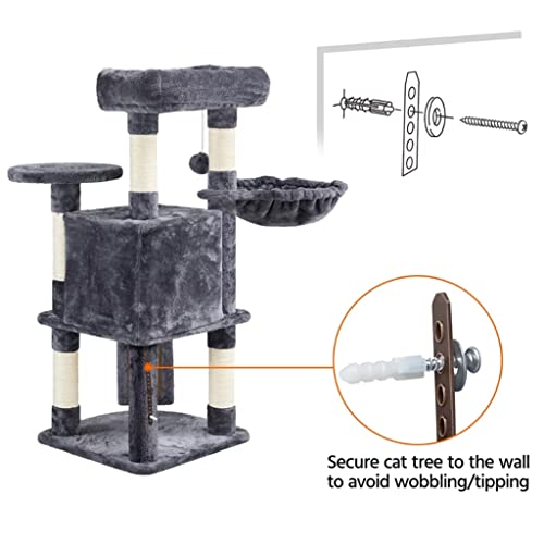 42" H Multilevel Cats Tree Tower with Condo and Perches