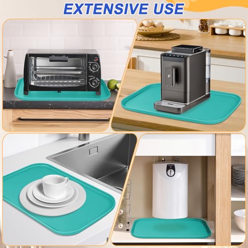 Waterproof Silicone Pet Food Mat with Raised Edge for Dog & Cat (Dark Turquoise / 24"L x 16"W)