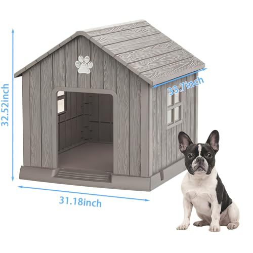 Dog House for Medium Size Dogs (Gray / 32.5''L x 33.7''W x 31.18''H)