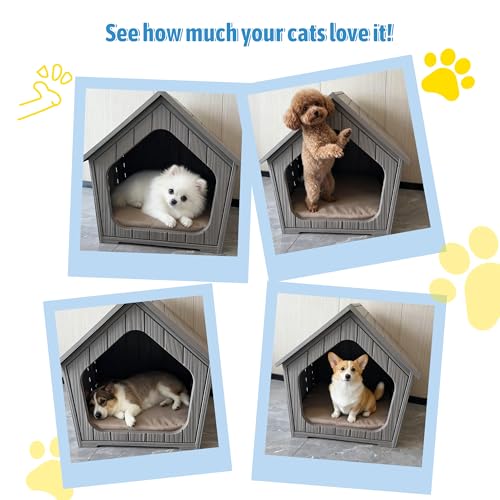 Small Dog House Outdoor Indoor (Grey / 23.43" L × 22.44" W × 22.24" H)