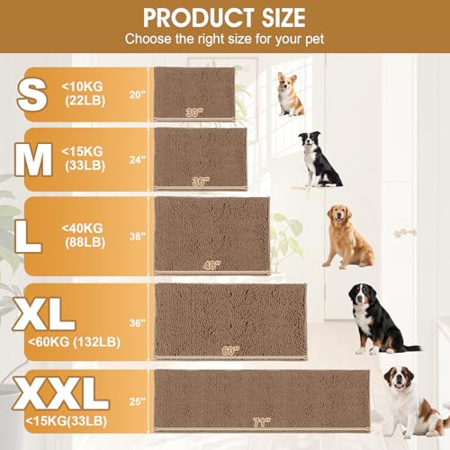Dog Door Mat for Muddy Paws (Camel / 30" x 20")