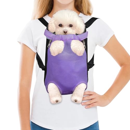 Dog Carrier Backpack Pet Legs Out Front Cat Travel Bag (Large / Purple)