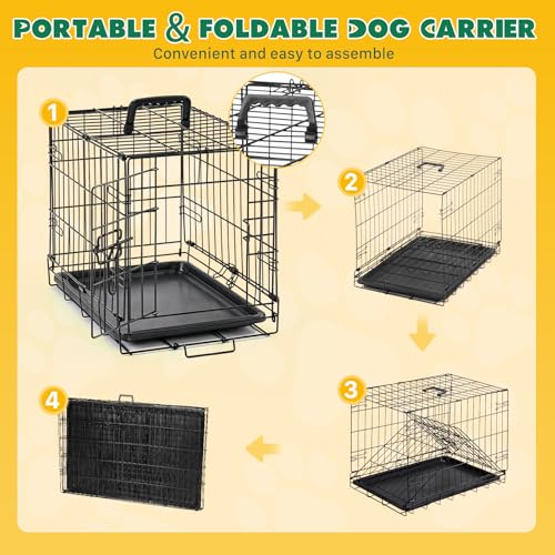 Small Dog Crate 18 Inch Foldable Single Door Dog Cage Pet Kennel (18.0"L x 12.0"W x 14.0"H)