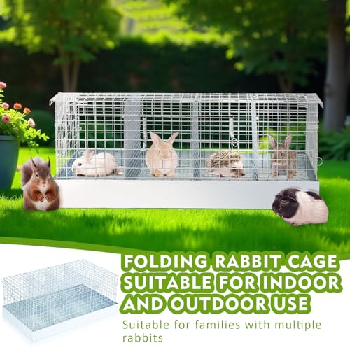 4 Hole Foldable Rabbit Transport Cage (Sliver / 28.9"L x 21.3"W x 3.5"H)