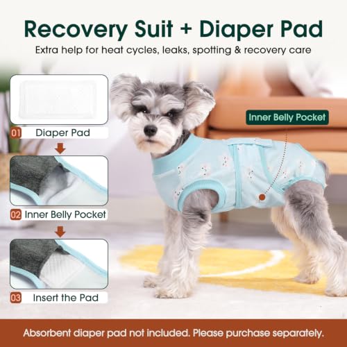 Recovery Suit for Dogs Cats (X-small (Back:8.3-11.4'', Weight:4-7 Lb) / Sky Starlet)