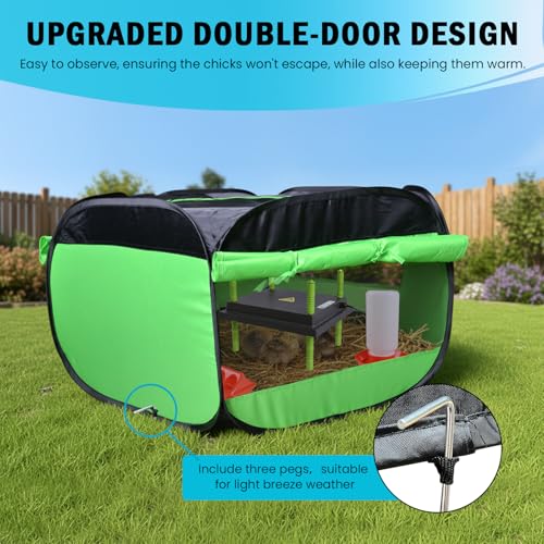 Brooder Box for Chick Starter Kit with 10x 12” Brooder Heating Plate (Chicken Brooder Tent Bundles,Green)