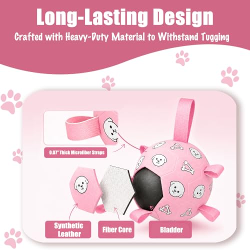 Dog Soccer Ball with Straps (Pink / Medium-6 Inch)