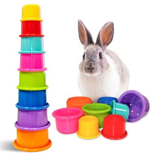 8 Pcs Stacking Cups for Small Animal Toys (Bright colors)