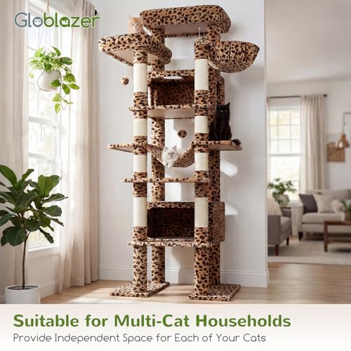 Giant Tall Heavy Duty Cat Tower for Indoor Large Cats (Leopard Print / 83 inch)