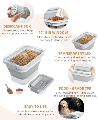 10 13Lbs Airtight Dog Food Storage Container (Clear/13 lbs)