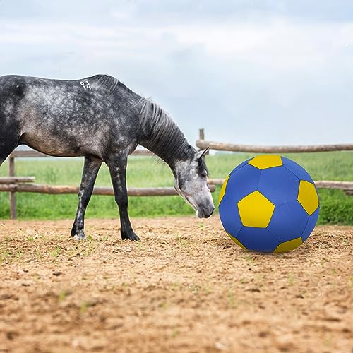 Herding Ball for Dogs Horse Ball & Cover 25" for Horses Large with Hand Pump for Play (Blue and Yellow / 25 inches)