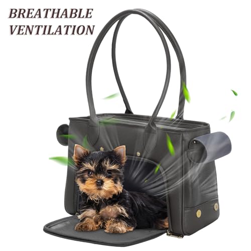Fashion Pet Carrier Purse for Small Cat and Dog (Black / 13.6"L x 6"W x 10.0"H)
