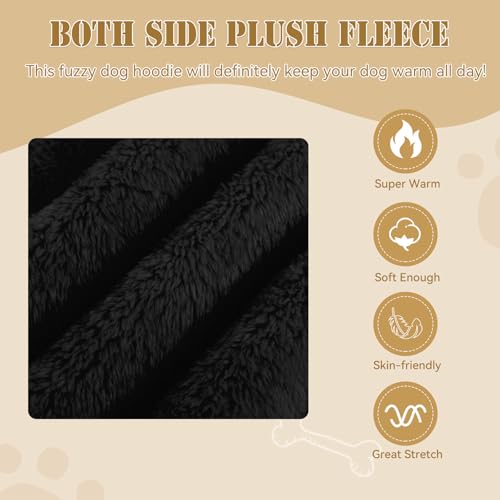 Fuzzy Dog Sweaters for Large Dogs Pet Hoodie Clothes Warm Soft Pet Coats Hooded Sweatshirt Dog Sweaters for Extra Large Dogs (X-Large / Black)