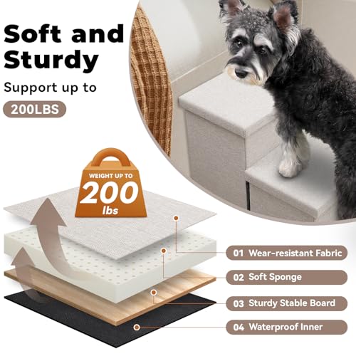 Dog Stairs with Storage (Beige No Condo / 3)