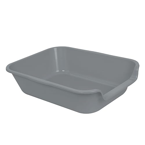 Extra Large Low Entry ABS Cat Litter Box (Small (Pack of 2) / Dark Gray)
