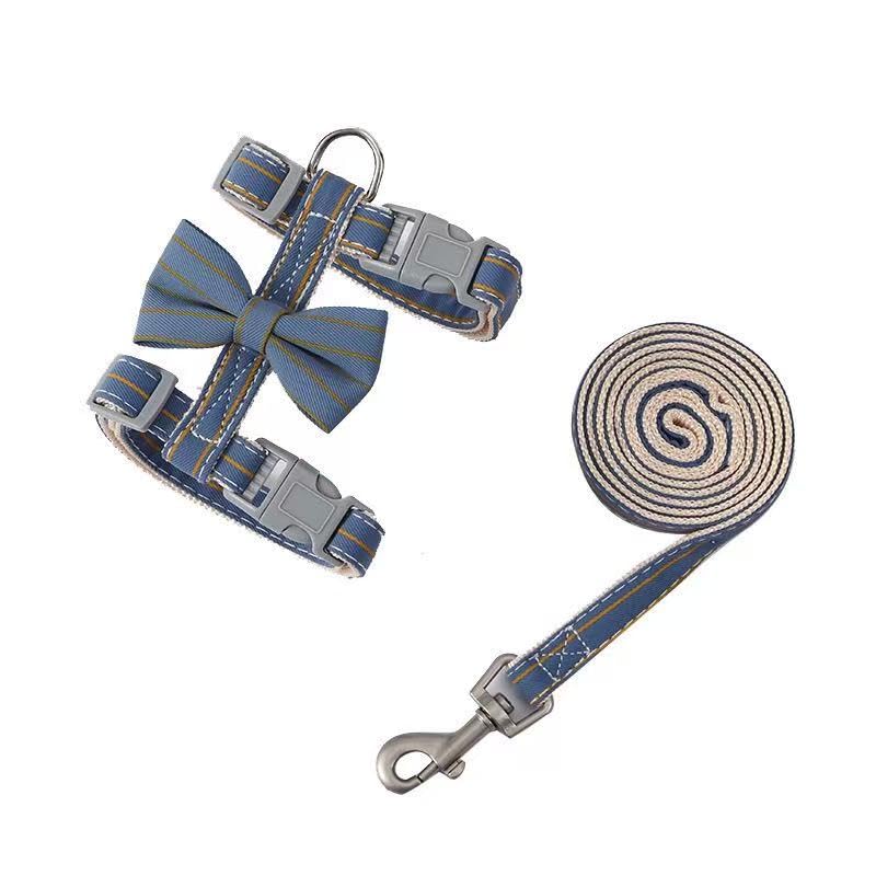 Butterfly Bow Tie Cat Harness and Leash Set (XS / Blue)