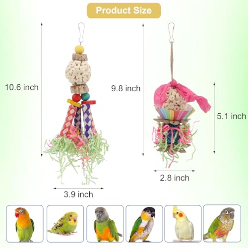 Bird Toys Colorful Shredding Crinkles Foraging Toys Natural Sola Ball for Parrots Cockatiels Conures Parakeets Budgies Senegal