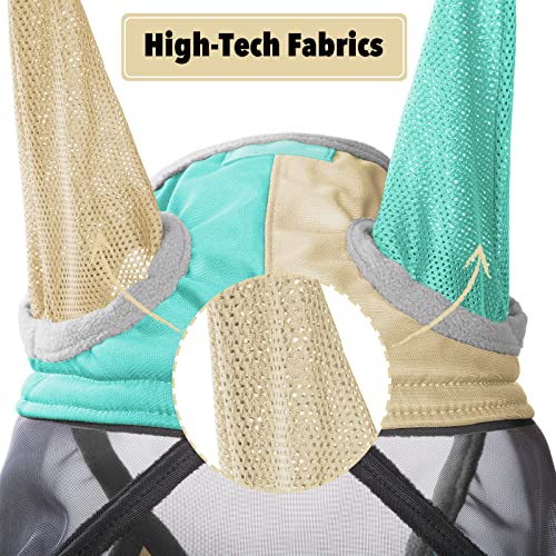 Pro Luminous Horse Fly Mask Standard with Ears UV Protection for Horse Champagne Gold (Champagne Gold/Mint / Medium (Arabian))