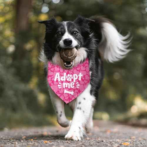 Adopt Me Heart Dog Bandanas for Dogs Adoption Gotcha Day Adopted Dog Bandana Baby Announcement Adopt Me Pets Scarf for Small Medium Dogs & Cats (T)