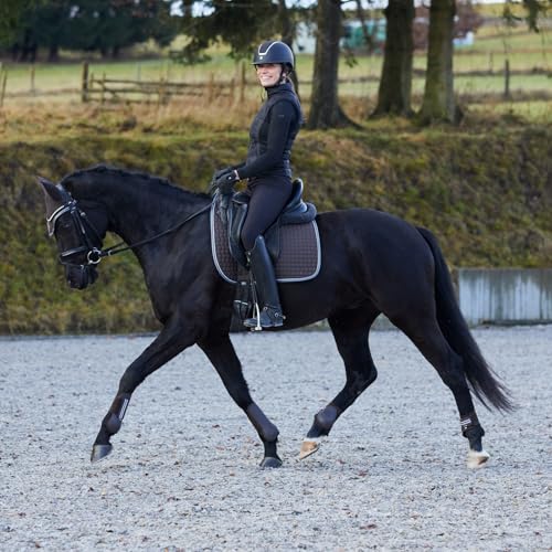 Adepto Padded All Purpose Quilted Equestrian Saddle Pad for Horses with Two (Dark Brown / Horse)