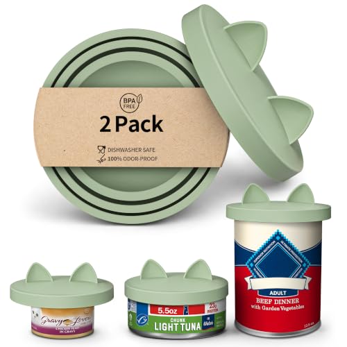 3-in-1 Dog Food Can Lids, Cat Food Can Covers, 2pcs, Sage Green (Light Green)