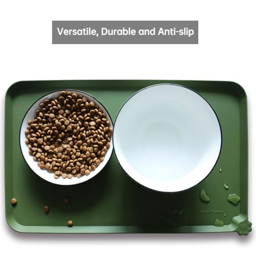 Silicone Pet Food Mat (19" x 12" / Dark Olive)