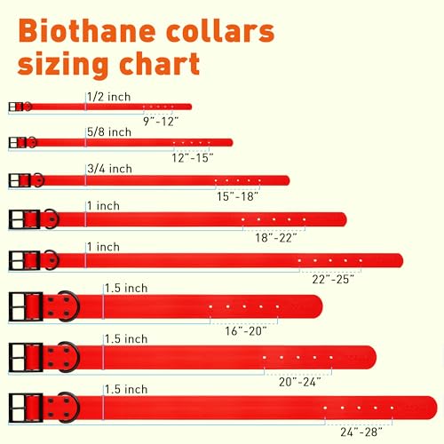 Biothane Waterproof Dog Collar Strong Coated Nylon Webbing with Black Hardware Odor (W1.5" x L24"-28" / Cherry Red)