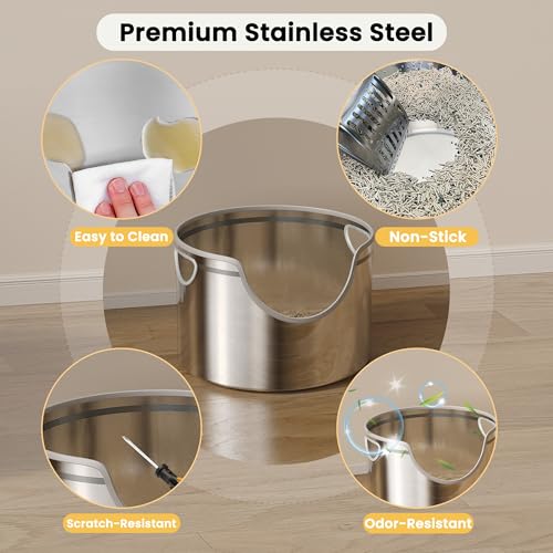 Stainless Steel Litter Box Metal with Integrated Round for XL
