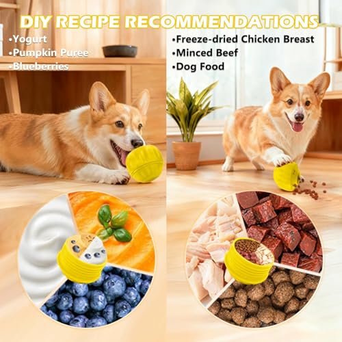 Frozen Treat Dispensing Dog Toy to Keep Them Busy (Yellow)