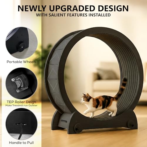 Portable Cat Running Wheel for Indoor Cats 44" Large XL 12" Wide