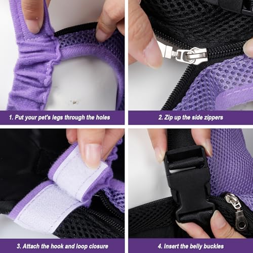Dog Carrier Backpack Pet Legs Out Front Cat Travel Bag (X-Large / Purple)