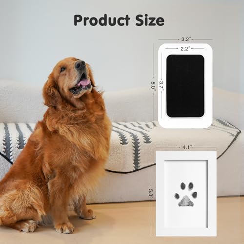 Inkless Paw Print Kit for Dogs (Black Pad,Black/White Wood Frame / 4-Pack,Medium)
