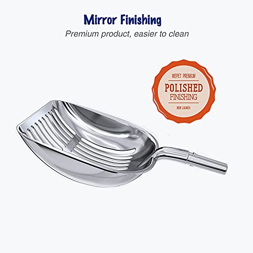 Cat Litter Scoop (Large / POLISHED Aluminum \ #03 Green Handle)