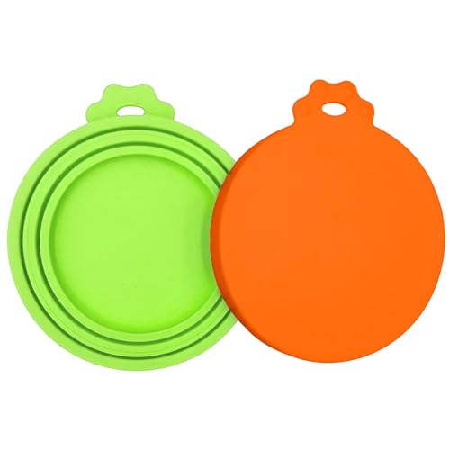 2 Pack Pet Food Can Covers (Orange/Green)