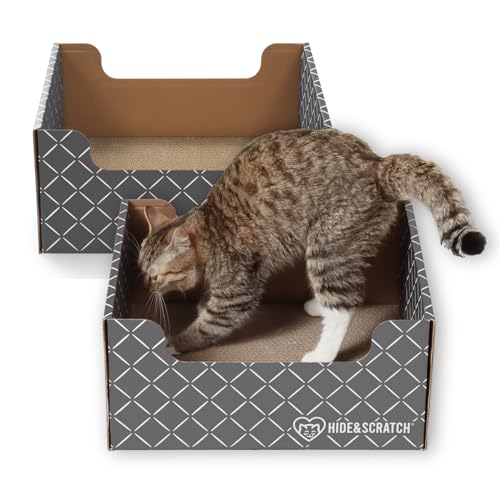 Cardboard Cat Scratcher Box & Bed Dark Grey 2 Pack Cat Pad (Dark Grey)