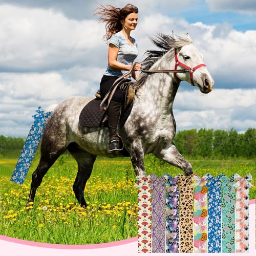 8 Pcs Horse Tail Bag Breathable Guard Stretchy 22" Slip on Horse Care Tail Wrap 2 Strand Closure Straps Grooming Supplies to Keep from Dirt Breakage Rubbing 8 Designs