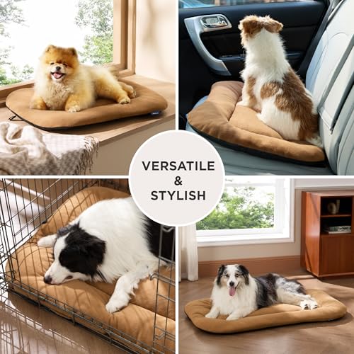Washable Dog Crate Pad for Small Dogs (23.0"L x 17.0"W x 1.0"Th / Brown)