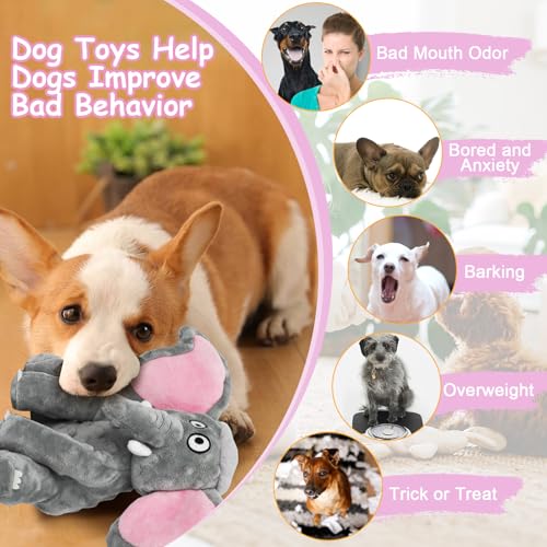 Plush Large Dog Toys with Squeaker and Crinkle Paper (Elephant)