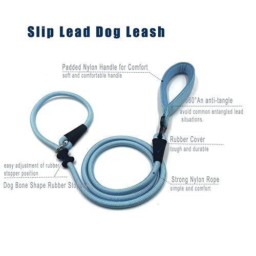 Slip Lead Dog Leash (1/2"×6ft / Light Blue)