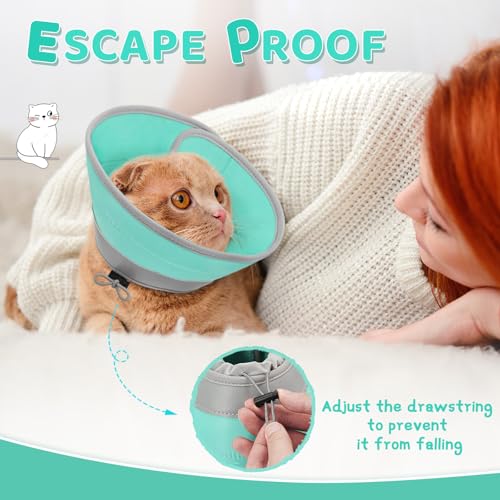 Cat Cone Collar Soft to Stop Licking (Solid Green / M)