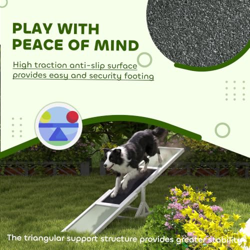 Wooden Dog Agility Seesaw for Exercise 71" L x 12" W x 12" H White (70.75" x 11.75" x 11.75" / White)