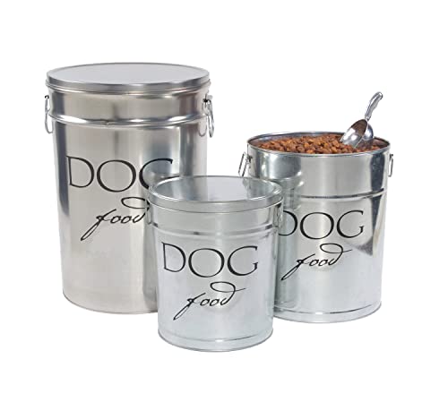Classic Silver Dog Food Storage Canister (Silver & Black)