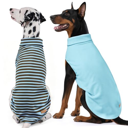 2Pack Dog Sweater for Large Dogs Soft Pet Coats Fleece Sweatshirt (XXX-Large (55-75lbs) / 6# Stripe+blue)