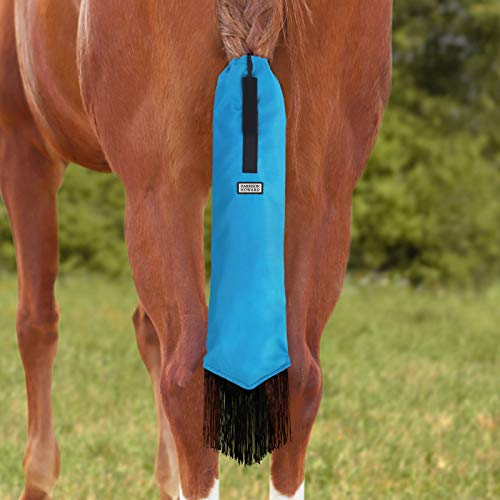 Smooth Lightweight Adjustable Fastener Nylon Horse Tail Bag with Fringe (Azure Blue)