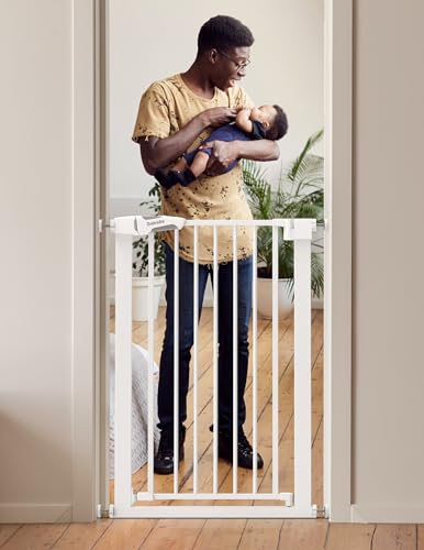 Bebelio 26 28.5" Narrow Baby Gate (White / 36" Tall, 26-28.5" Wide)