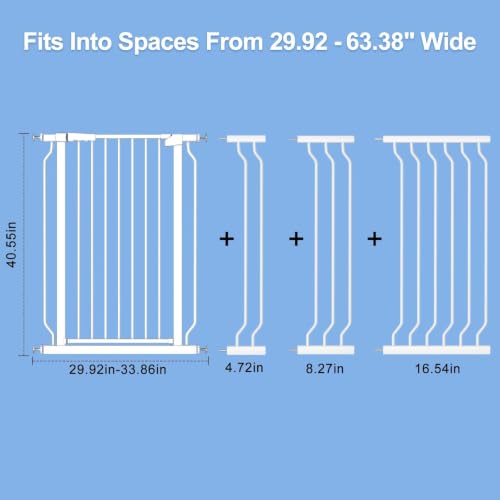 40.55" Extra Tall Baby Dog Pet Gate 29.92 (White / 29.92-63.38"/76-161cm)