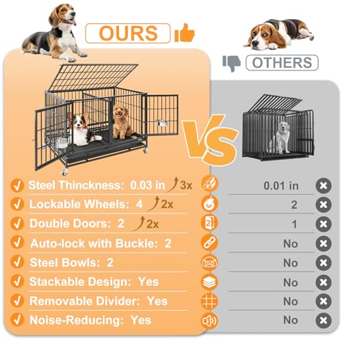 42 inch Stackable Heavy Duty Dog Kennel Indoor with Divider (42.5"L x 28.0"W x 30.0"H)