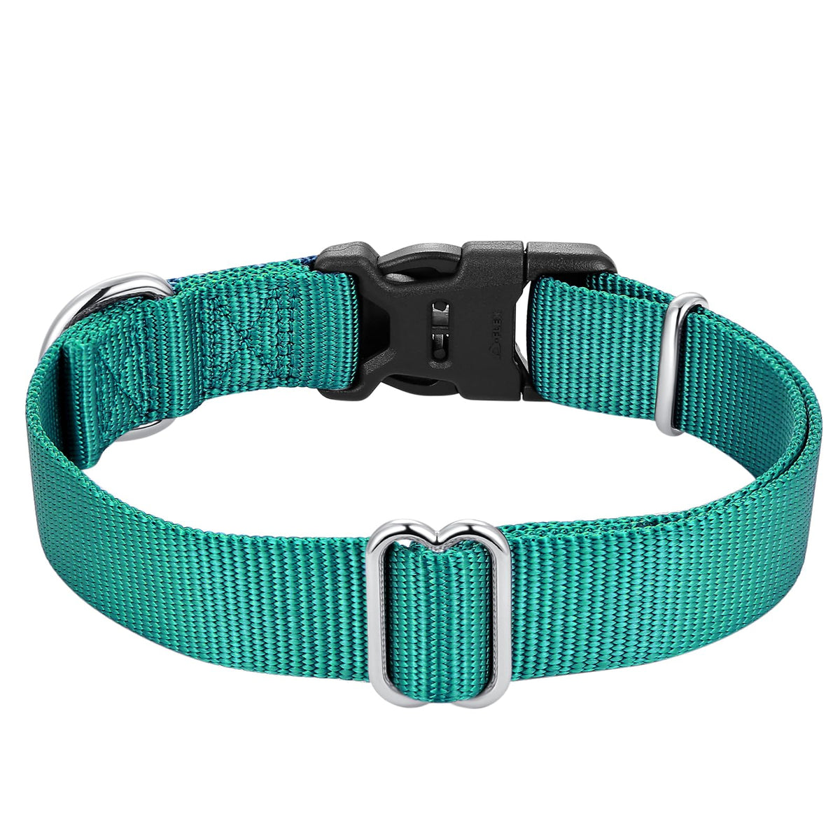 Nylon Dog Collar with Quick Release Buckle Soft Adjustable Sturdy for Small Medium Large Dogs Teal (Teal / M：13"-20")