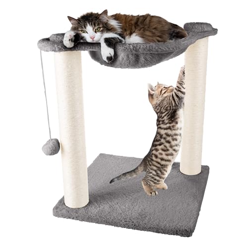 Cat Hammock with Scratching Posts for Indoor Cats (Gray)